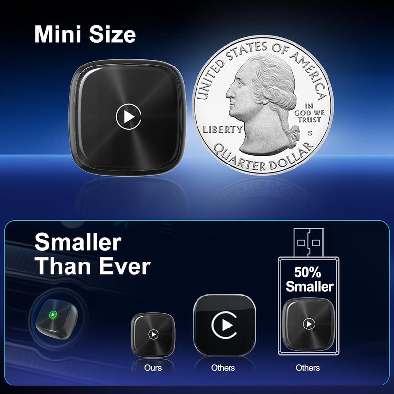 HISSIMO 2025 Upgraded[128MB ROM] Wireless CarPlay Adapter for Apple & Android Auto, 2 in 1 Mini Version Convert Wired Car Play to Wireless Adapter, Plug and Play Car Accessories - Image 5